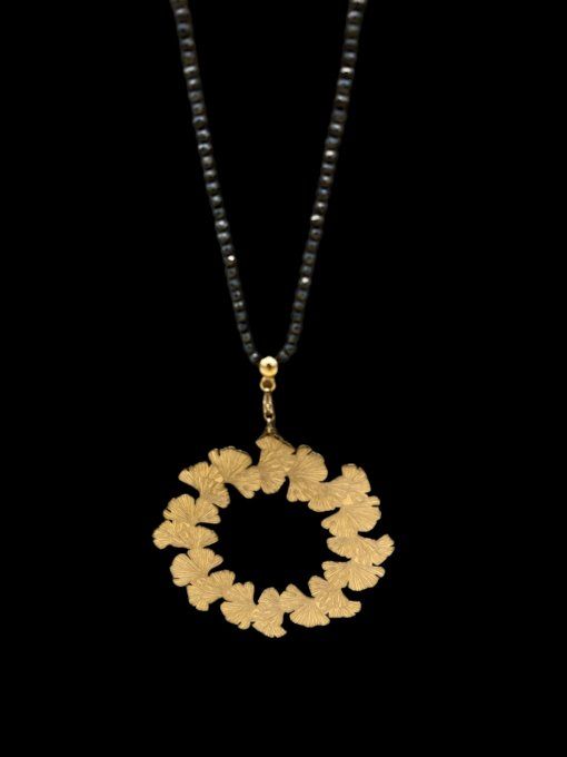 Sautoir Couronne de Ginkgo - Pyrite