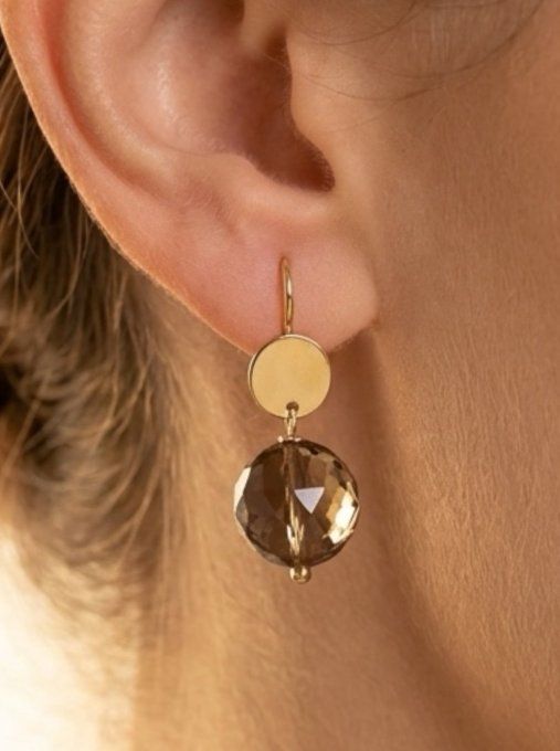 BOUCLES D OREILLES QUARTZ FUME