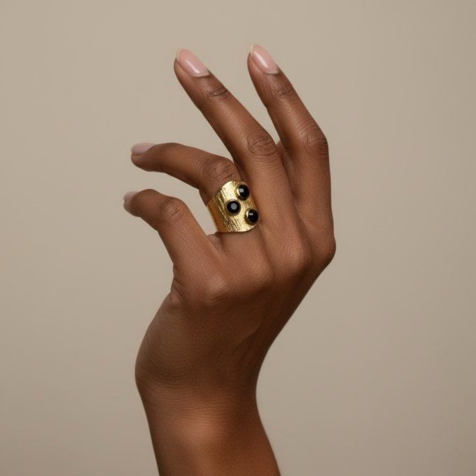 Bague Martelée Noire 