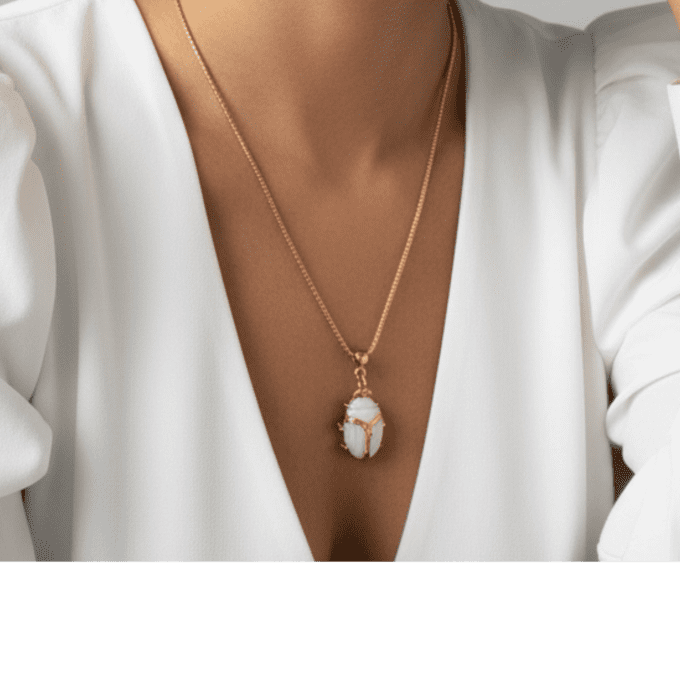 Scarabée - Agate Blanche -