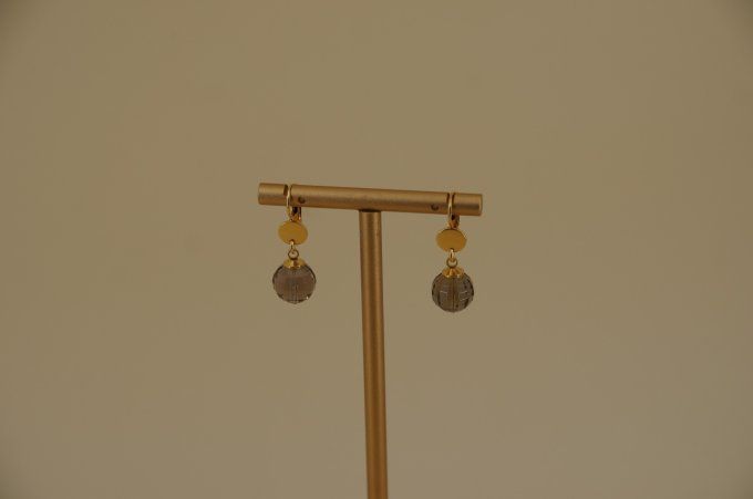 BOUCLES D OREILLES QUARTZ FUME