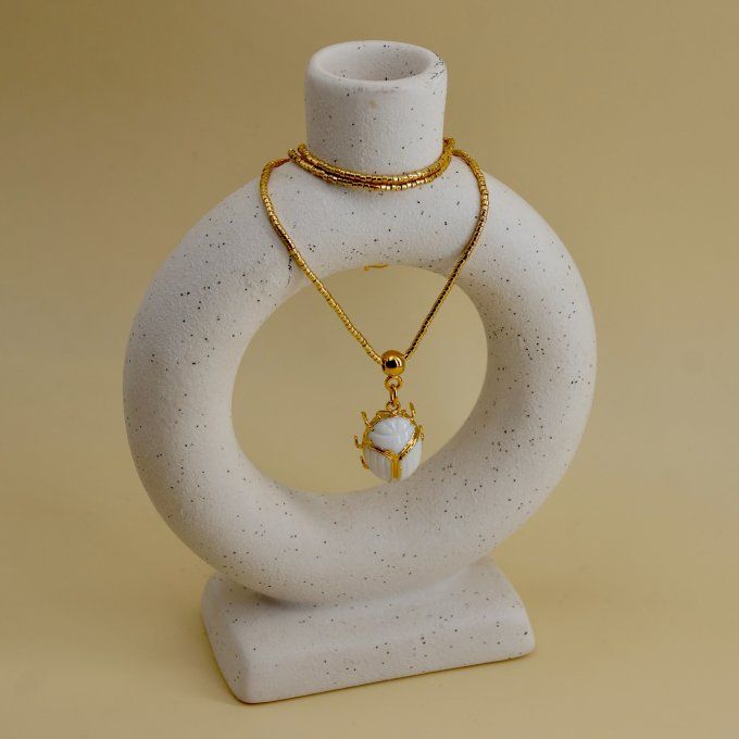 Scarabée - Agate Blanche -