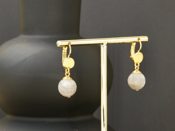 Boucles dormeuses — Labradorite facettée