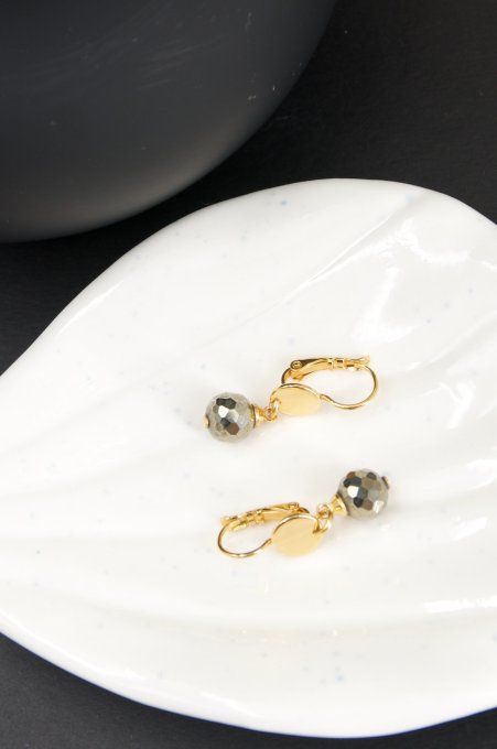 Boucles dormeuses — Pyrite facettée