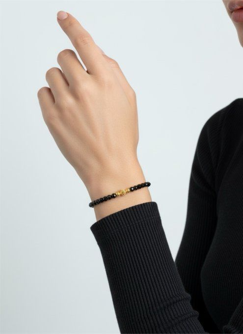 BRACELET FACETE SPINELLE NOIR