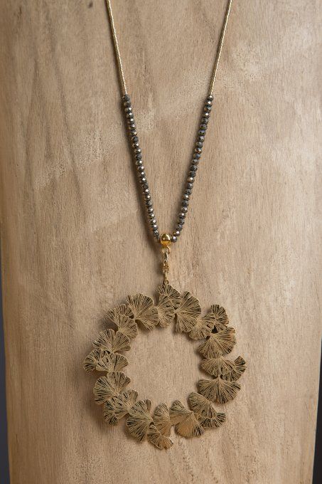 Sautoir Couronne de Ginkgo - Pyrite